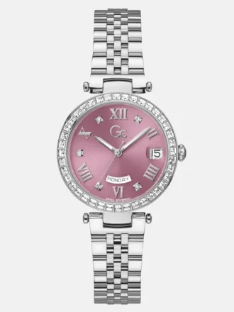 Gc zilverkleurig en roze multifunctioneel horloge