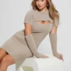 Gebreide jurk met losse mouwen en meteor-print Gebreide jurk met losse mouwen en meteor-print