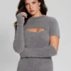 Gebreide jurk met losse mouwen en meteor-print Gebreide jurk met losse mouwen en meteor-print