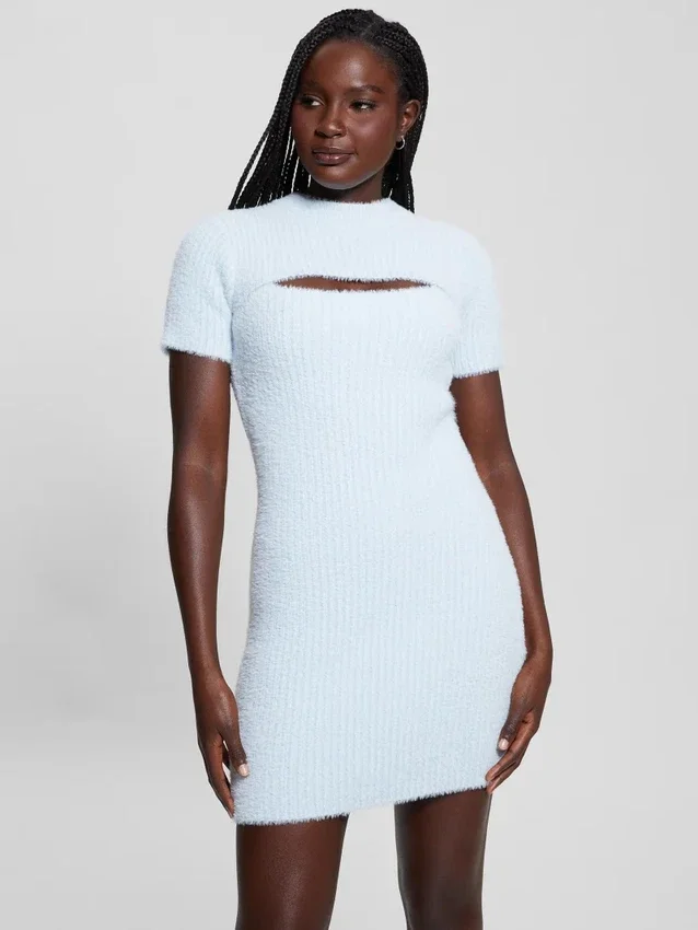 Gebreide jurk met losse mouwen en meteor-print Gebreide jurk met losse mouwen en meteor-print