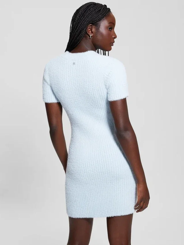 Gebreide jurk met losse mouwen en meteor-print Gebreide jurk met losse mouwen en meteor-print