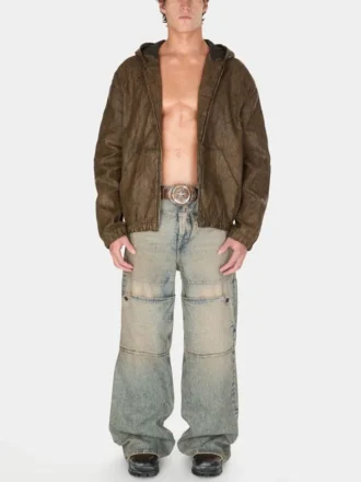 Gecoat denim jas met capuchon