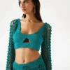 Gehaakte crop top met pompons Gehaakte crop top met pompons