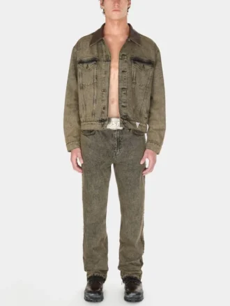 Gekleurd denim truckerjas