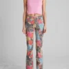 Bedrukte denim flared jeans