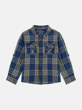 Geruit twill-overhemd met lange mouwen (3M-7)