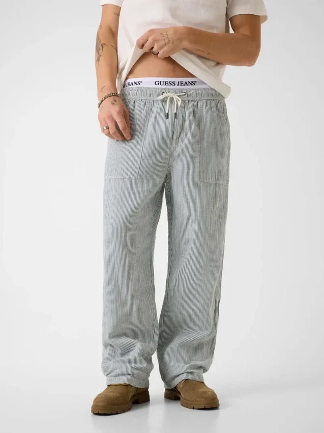Gestreepte broek van linnenmix Gestreepte broek van linnenmix
