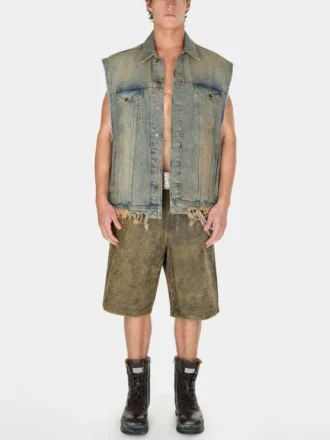 Gewaschenes denim-Gilet für Trucker