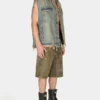 Gewaschenes denim-Gilet für Trucker Gewaschenes denim-Gilet für Trucker