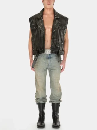 Gewassen denim broek met uitlopende pijpen