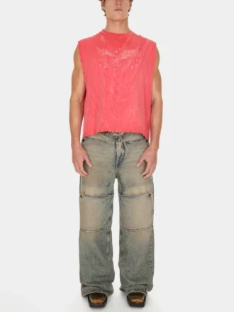 Gewassen denim utility broek Gewassen denim utility broek