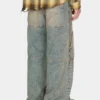 Gewassen denim utility broek Gewassen denim utility broek