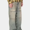 Gewassen denim utility broek Gewassen denim utility broek