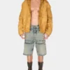 Gewassen denim utility short Gewassen denim utility short