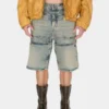 Gewassen denim utility short Gewassen denim utility short