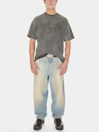 Gewassen T-shirt met print