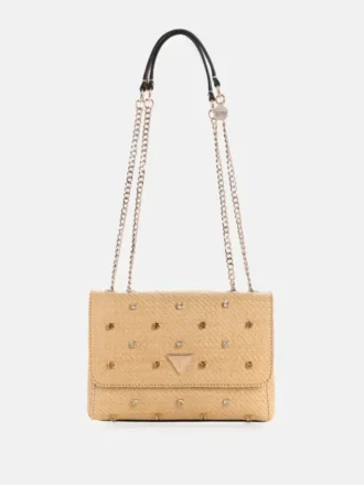 Giully II raffia-tas met strass, omvormbaar