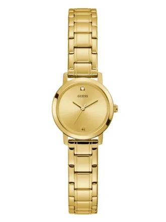 Goudkleurig analoog horloge met diamant