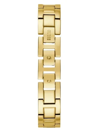 Goudkleurig analoog horloge met diamanten en parels
