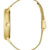 Goudkleurig analoog horloge met diamanten mesh-band