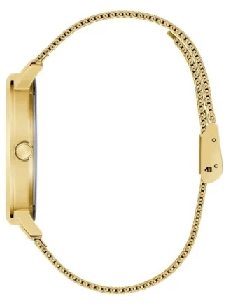 Goudkleurig analoog horloge met gaasband