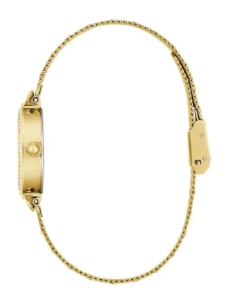 Goudkleurig analoog horloge met golvend patroon