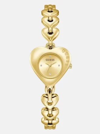 Goudkleurig analoog horloge met hart