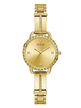 Goudkleurig analoog horloge met kristallen