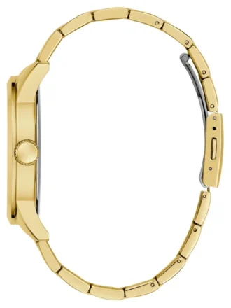 Goudkleurig analoog horloge met logo