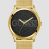 Goudkleurig analoog horloge met mesh-band