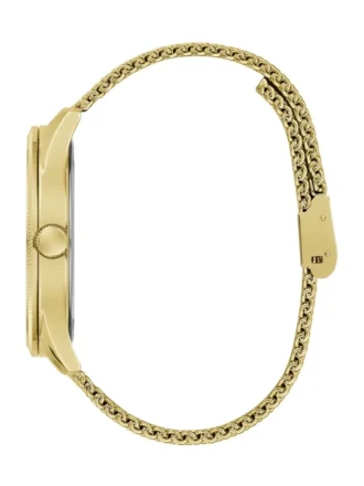 Goudkleurig analoog horloge met mesh-band