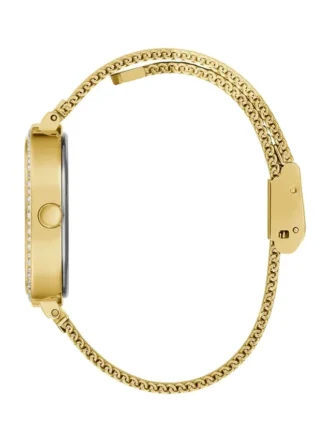 Goudkleurig analoog horloge met mesh-band