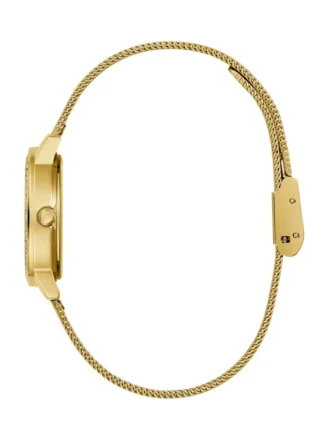 Goudkleurig analoog horloge met mesh-band