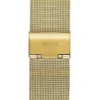 Goudkleurig analoog horloge met mesh-band