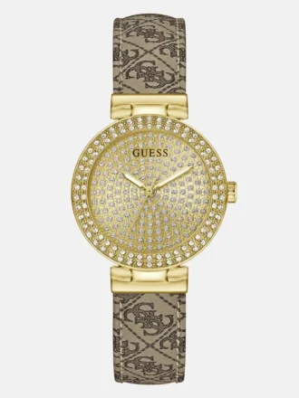 Goudkleurig analoog horloge met Quattro G-patroon