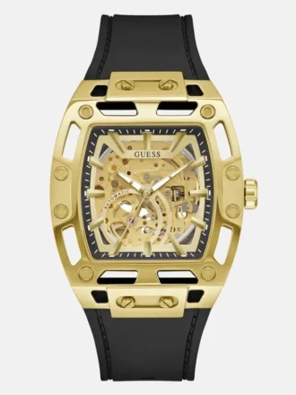 Goudkleurig analoog horloge met siliconenband