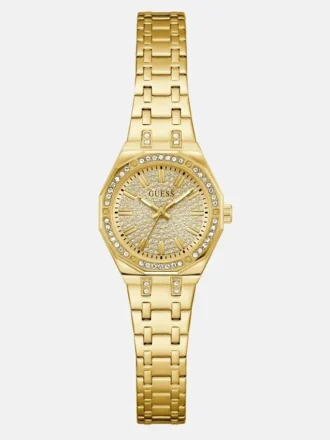 Goudkleurig analoog horloge met strass