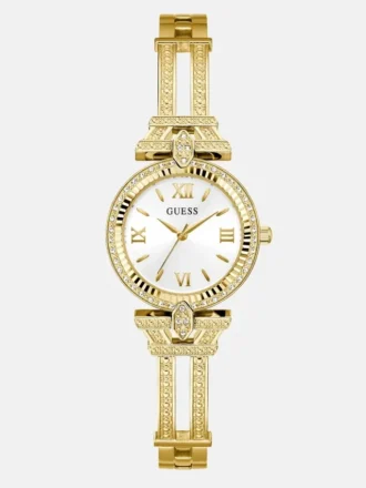 Goudkleurig analoog horloge met strass