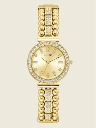 Goudkleurig analoog horloge met strass