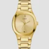 Goudkleurig analoog horloge met studs