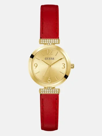 Goudkleurig analoog leren horloge