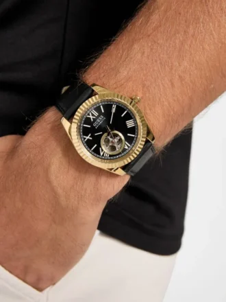Goudkleurig analoog leren horloge