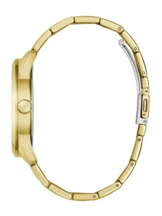 Goudkleurig en blauw analoog horloge