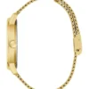Goudkleurig en blauw analoog horloge
