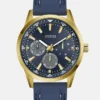 Goudkleurig en blauw siliconen multifunctioneel horloge