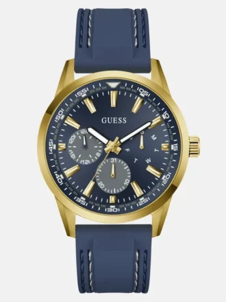 Goudkleurig en blauw siliconen multifunctioneel horloge