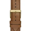 Goudkleurig en bruin lederen analoog horloge Goudkleurig en bruin lederen analoog horloge