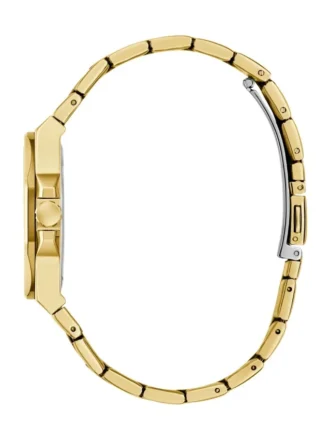 Goudkleurig en groen analoog horloge