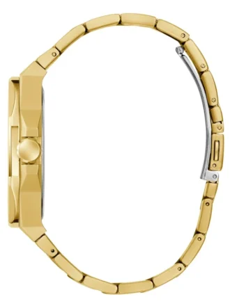 Goudkleurig en groen analoog horloge