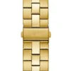 Goudkleurig en groen analoog horloge